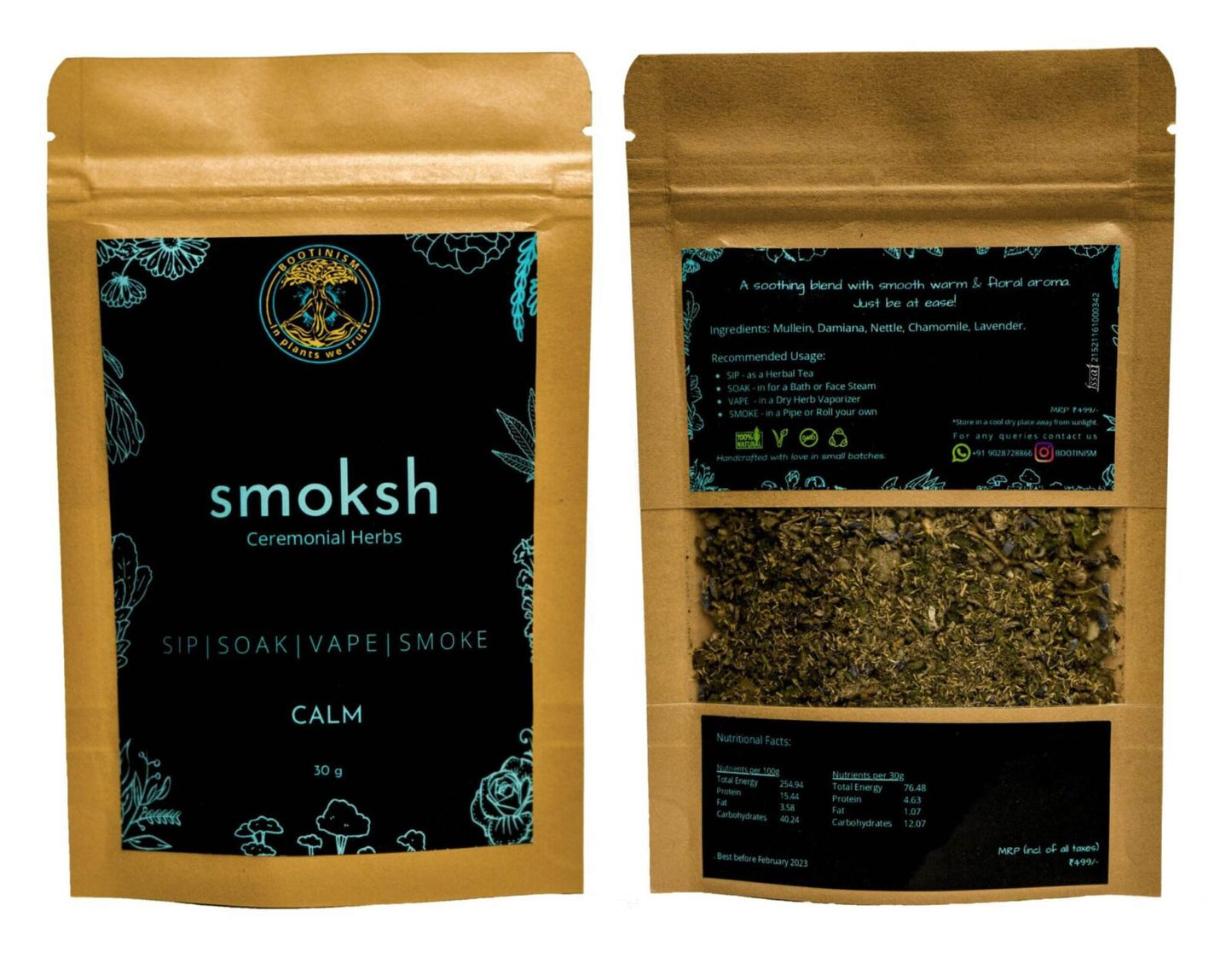 Smoksh Herbal Calm 30g - Rich Mixing Premium New Indian's