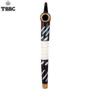 White Strip Blue Dots Dokha Pipe - 5 inches