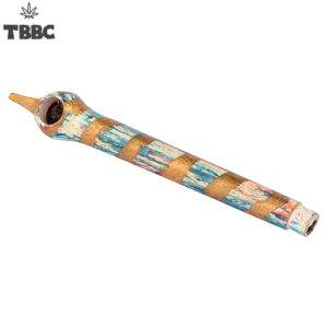 Blue and Golden Strip Wooden Dokha pipe