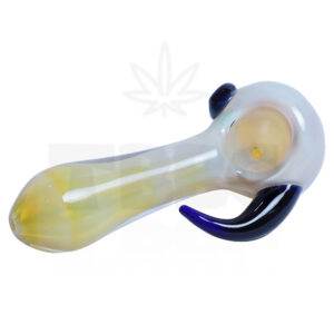 Golden Glass hand Pipe with Horn -  5 inches