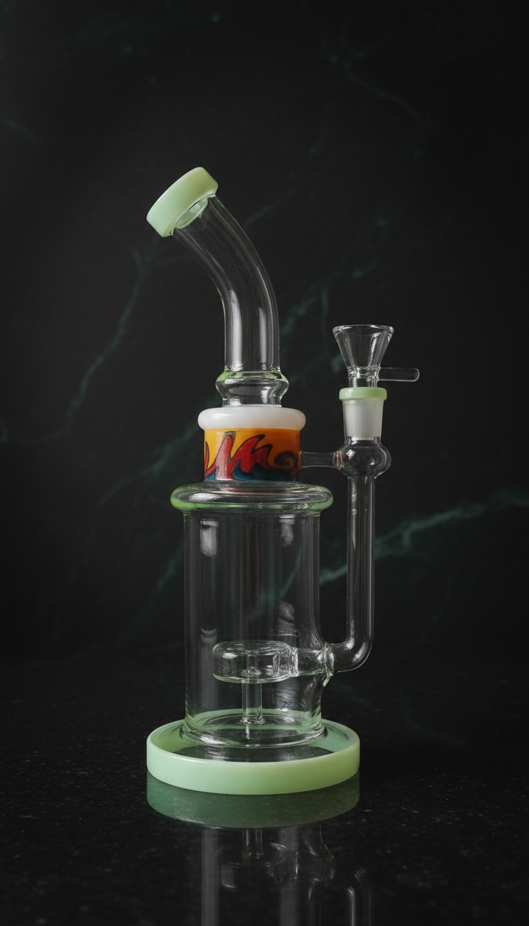 MintWave UFO perc rig bong dark luxury shot — order borosilicate glass rig online India, instant delivery Delhi NCR, stable base bent neck design