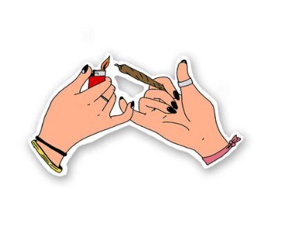 stickers cigarette sticker of a cute cartoon smoking 39920012 PNG The background is black Generic Girl Boss Smoking Feminist