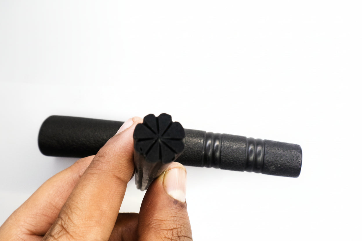 Panther Grip Chillum – Rugged Handcrafted Black Chillum with Grooved Design with stone