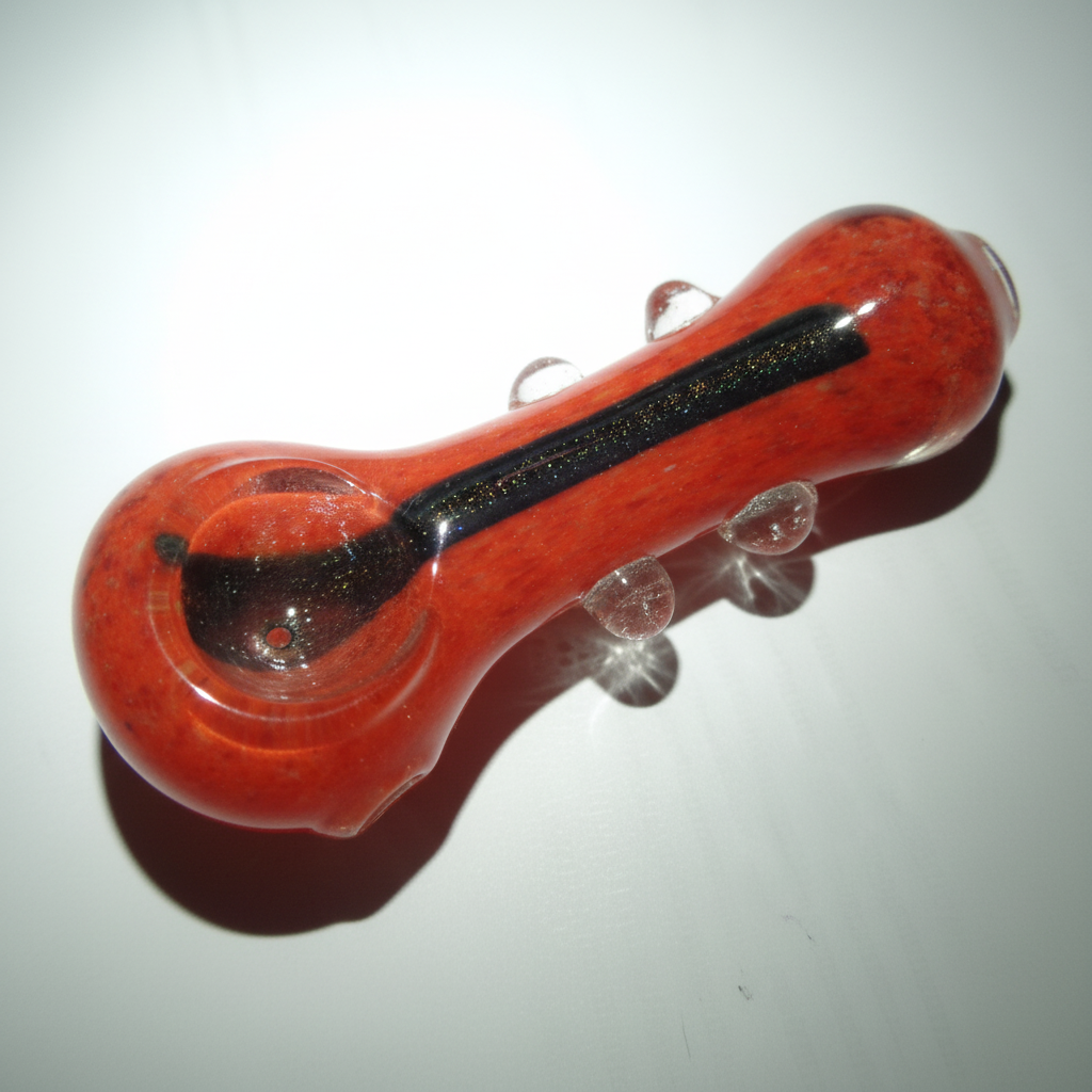 Ruby Stripe One-Hitter Glass Hand Pipe (4")