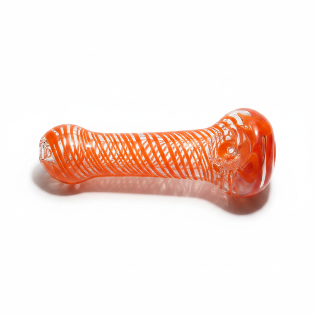 Long Glass Striped Pipe - 4 Inch Borosilicate