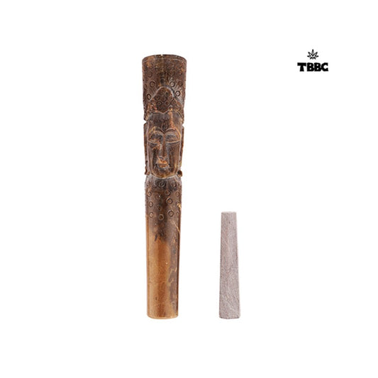 Buddha Brown Color Marble Chillum - 7 inches