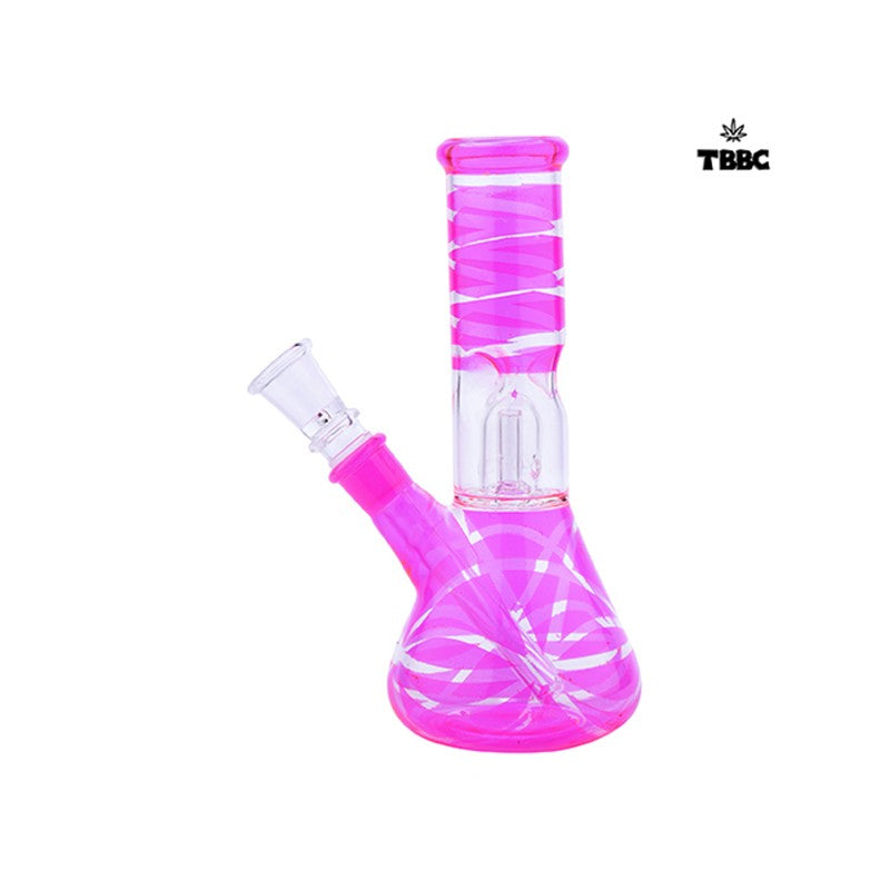 Pink Stripper Ice Perc Glass Bong - 8 inches