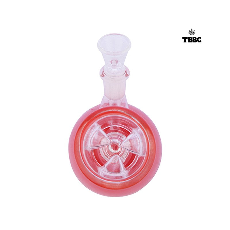 Red Top Bottom Ice Glass Bong in 8 inches