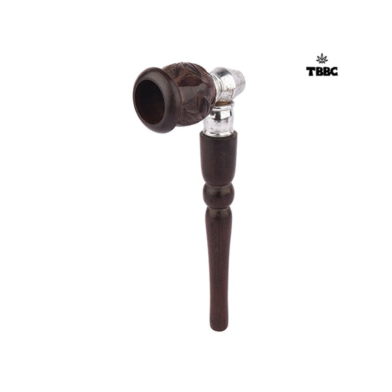 Rosewood Pipe With Metal Connector - 4 inches