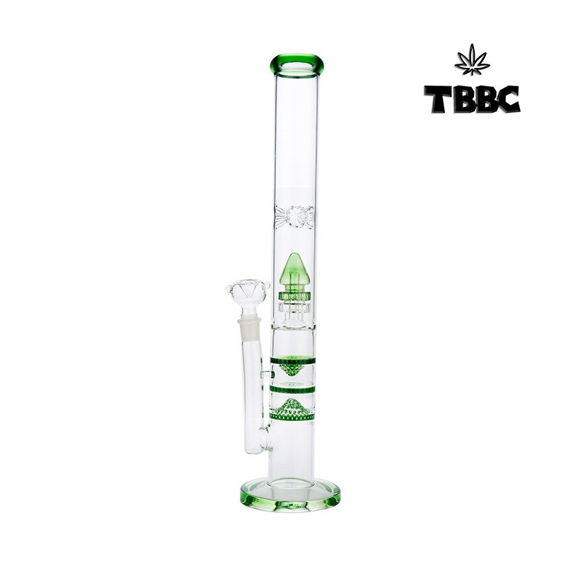 Triple Honey Comb Green Percolator Bong - 18 inches
