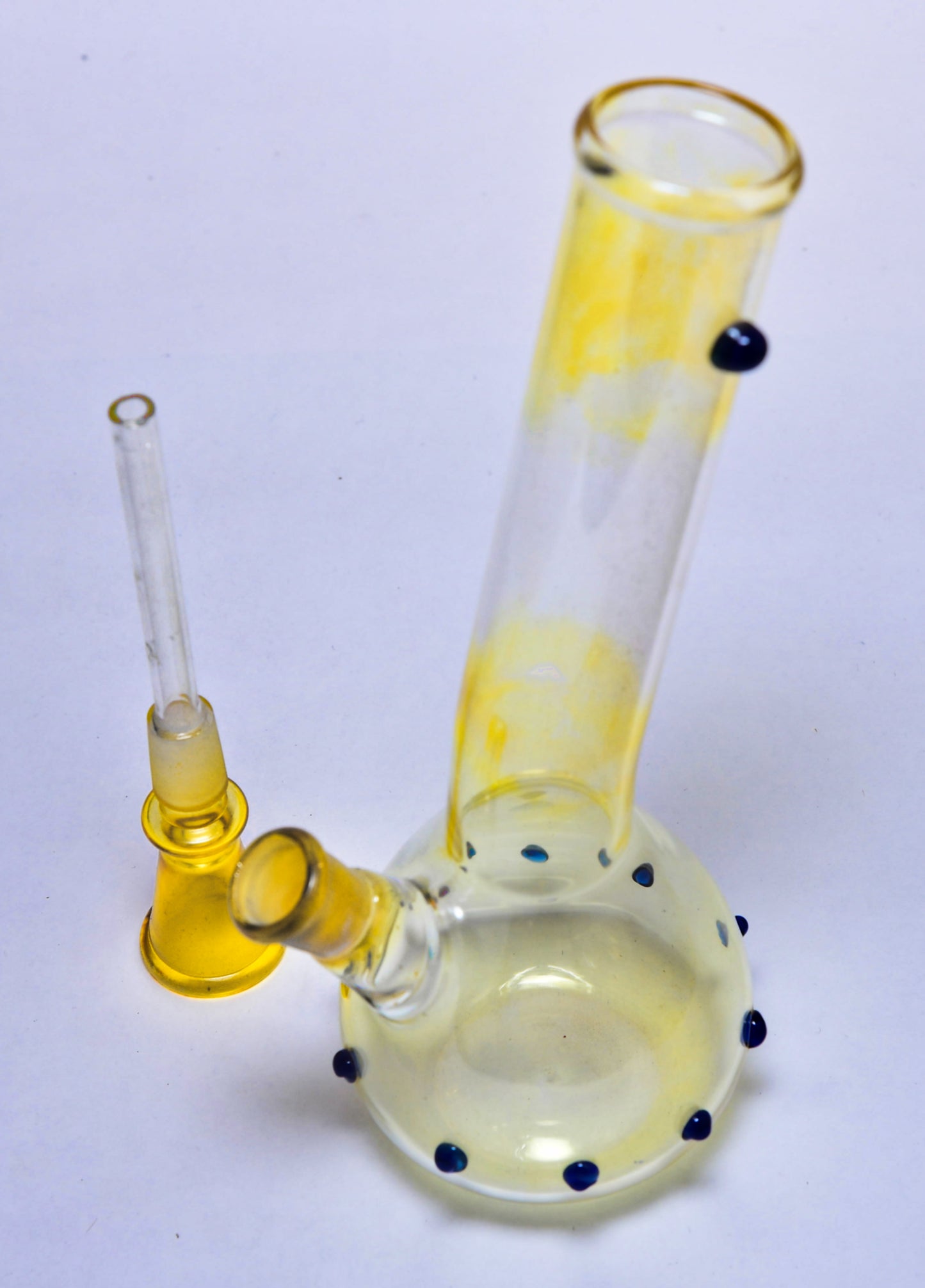 trippy yellow flame blueberry bong side view TBBC