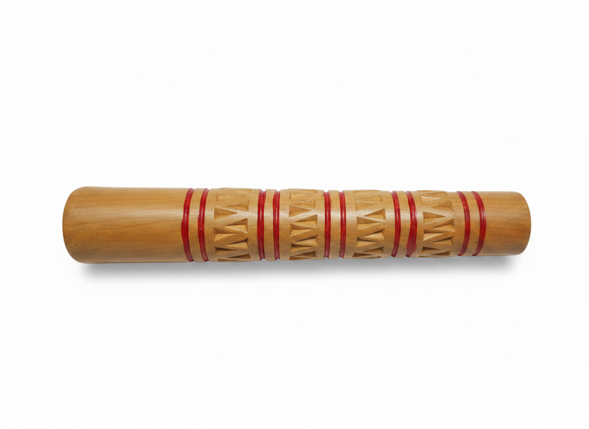 Red Rings Carved 7" Clay Chillum - Italian Style