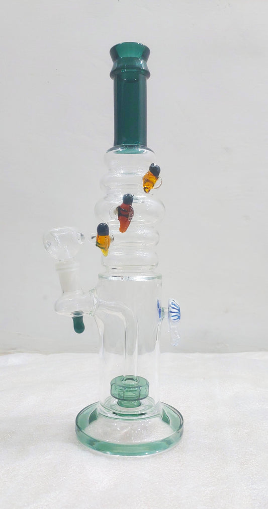 Bees on Rings
Watching every bong rip
Heavy Borosil blow handcrafted glass piece with a Fish eye