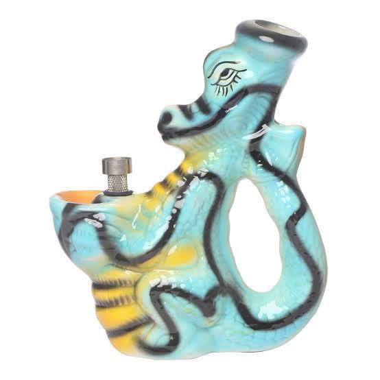 Premium New Indian's Azureous Dragon Ceramic 8 inches Bong