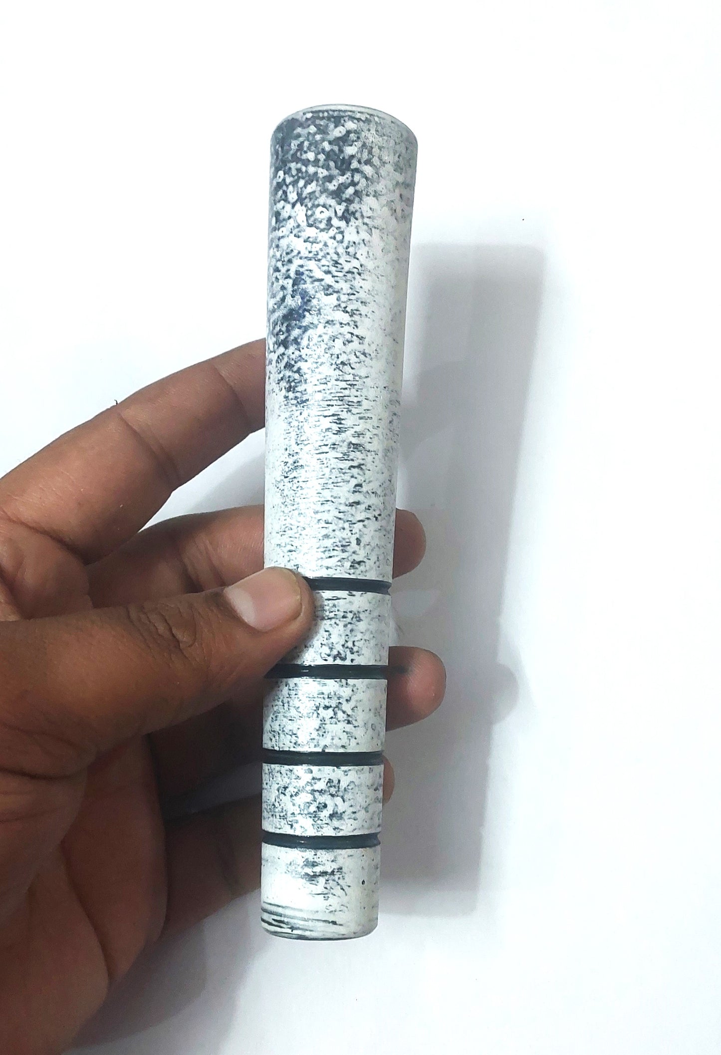 clay white black spot chillum good for hash and weed with stone filter for smoother hits, instant delivery , export quality chillums for sessions with stoners hippies homies