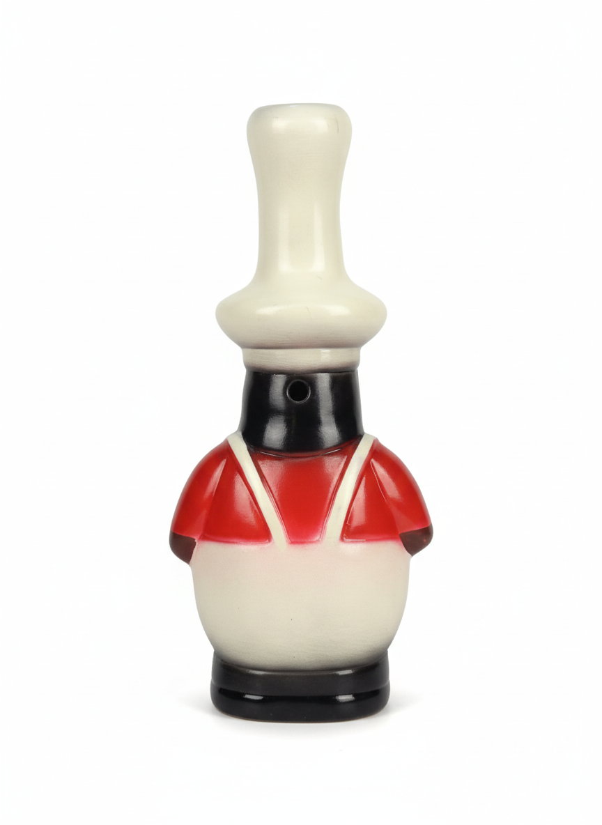 Decorative bottle shaped like a soldier in red and white uniform on a white background, hash tools online ceramic stoners hype quirky weed red eyes high class bongs exporter from india, trippy unique bongs for party