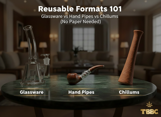 Reusable Formats 101 - Glassware vs Hand Pipes vs Chillums No Paper Needed by TBBC