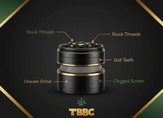 Herb grinder troubleshooting jammed teeth sticky threads uneven grind fixes weed accessories
