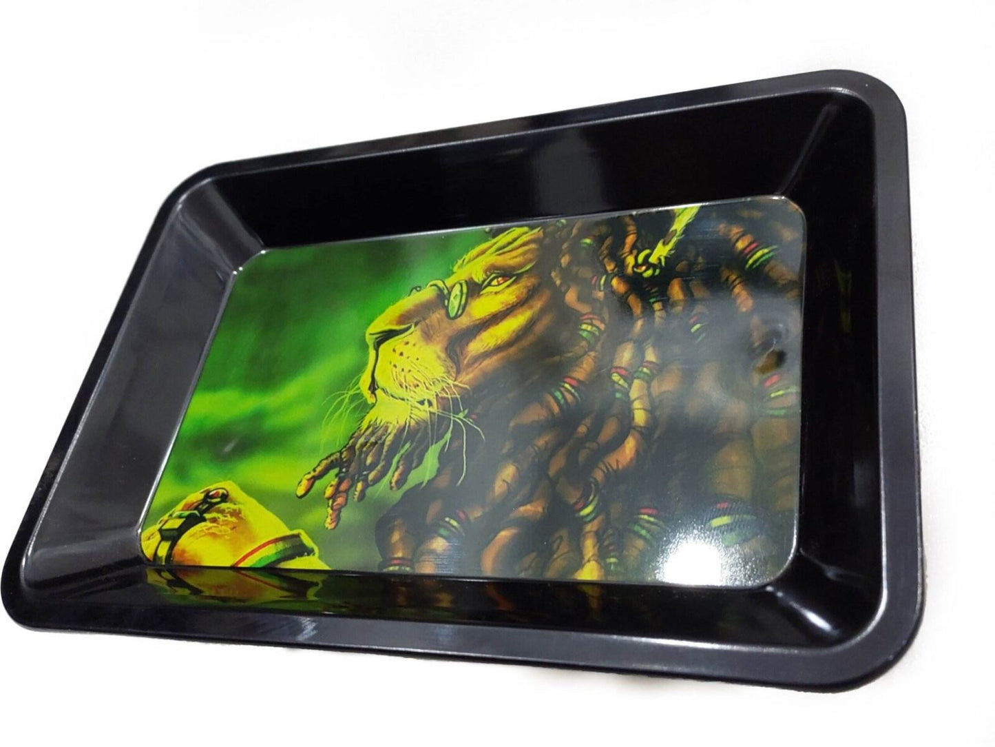 Rastafarian Lion Small Rolling tray 5x7 inches