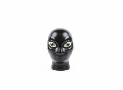 brown alien head with green eyes on a white background, Alien Baby Bong Ceramic Water pipe, exotic red eyes ceramic dope stoner 420 bong for weed ganja cannabis keif charas hydroponic weed 