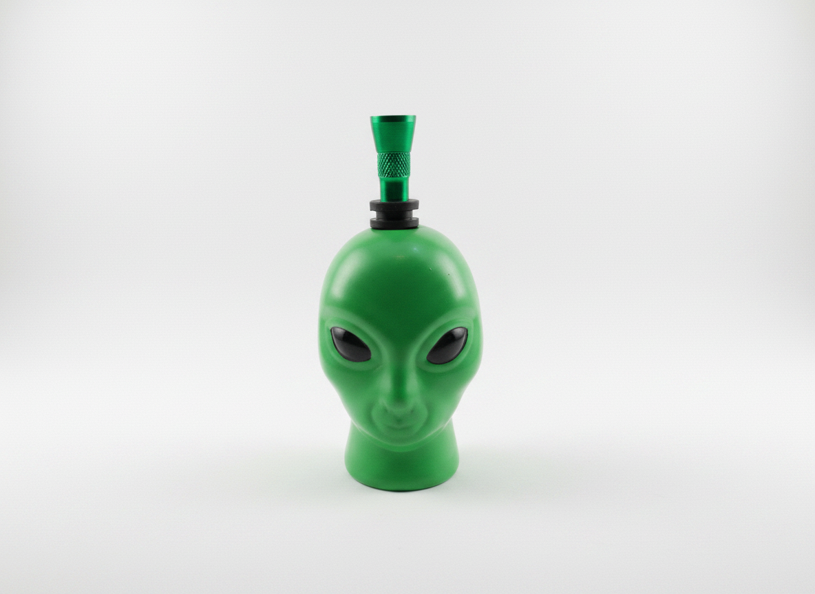 Green alien head compact bong 4 inch mini travel bong TBBC