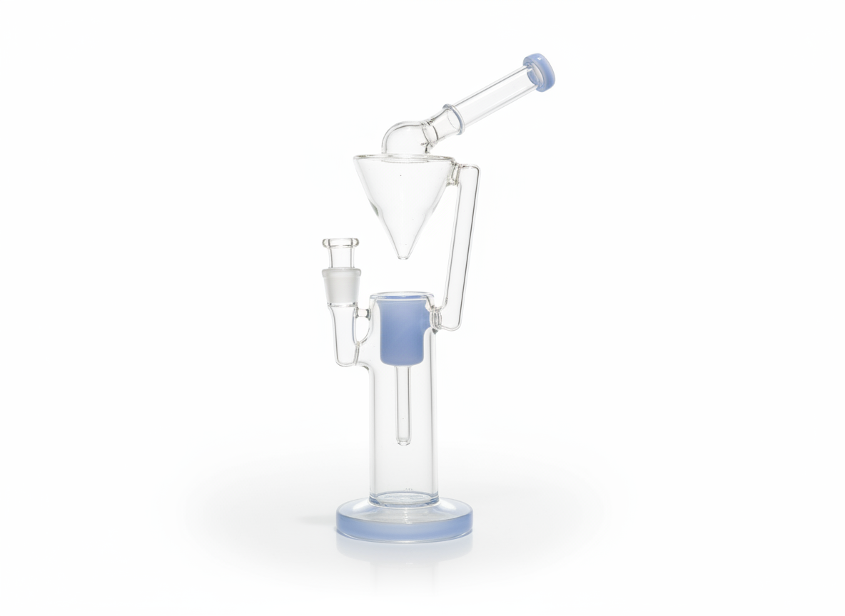 Mini dab rig 16 inch clear glass with blue accents 14mm bowl white studio, big bongs instant delivery in delhi ncr, TBBC