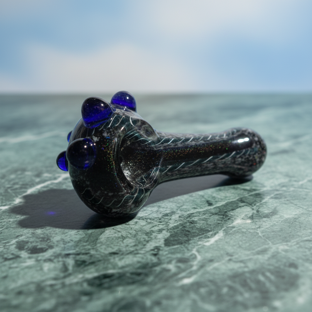 Obsidian Speck Crystal Pipe (4")