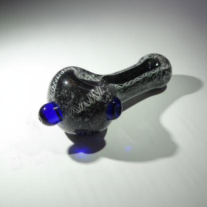 Obsidian Frost Stripe Crystal Pipe (4")