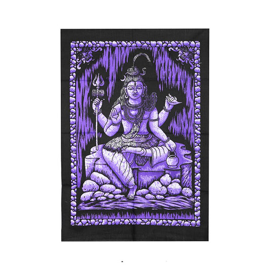 Blessing Shiva Purple Tapestry - 30X22