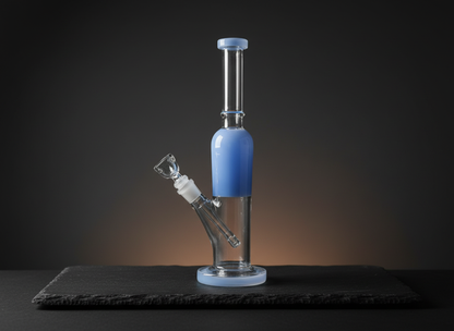 BlueAura 14 inch straight tube bong side profile blue accents — order glass bong online India, instant delivery Delhi NCR, premium daily driver