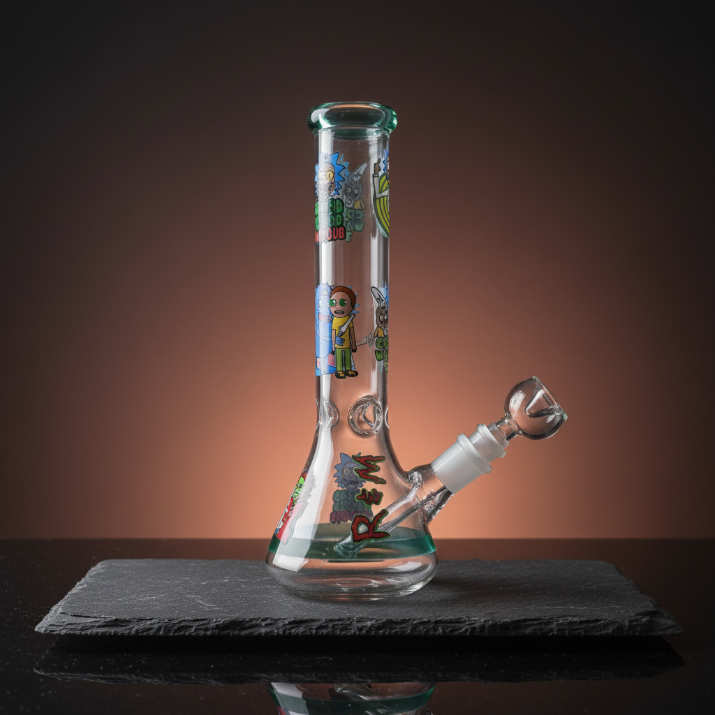 ToonDub cartoon graphic beaker ice catcher bong 10 inch 14mm joint borosilicate glass, premium smoking accessory