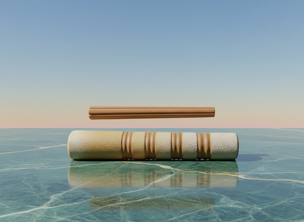 Traditional clay chillum with filter stone included marble sky
