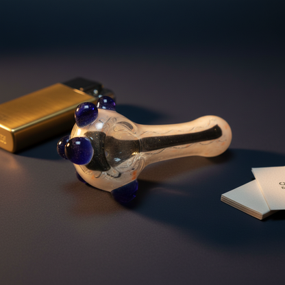 Frost Blue Carb Crystal Pipe (4")
