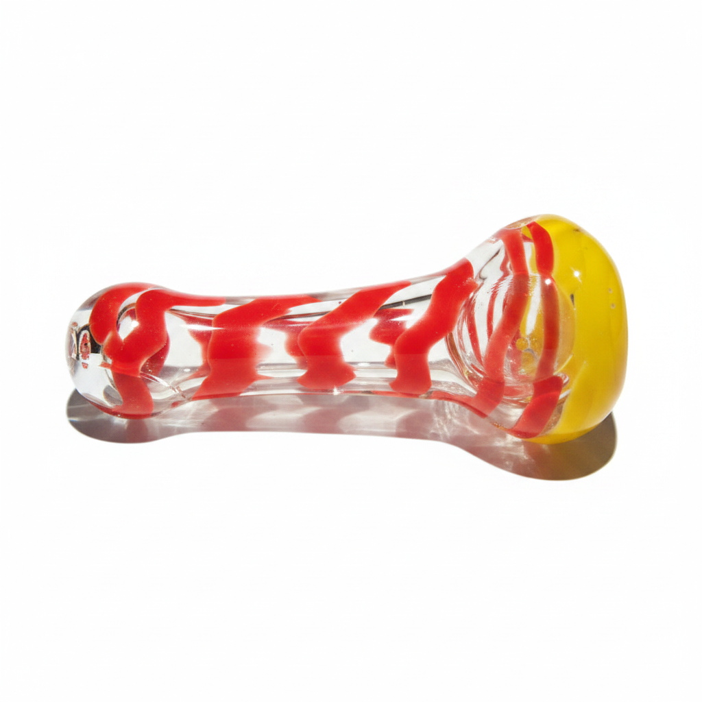 Swirling Threads Glass Hand Pipe - 4 Inch Heavy Borosilicate
