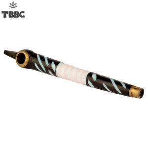 White Strip Blue Dots Dokha Pipe - 5 inches