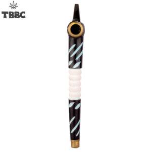 White Strip Blue Dots Dokha Pipe - 5 inches