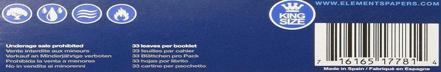 Product label with King Size branding and text on a blue background