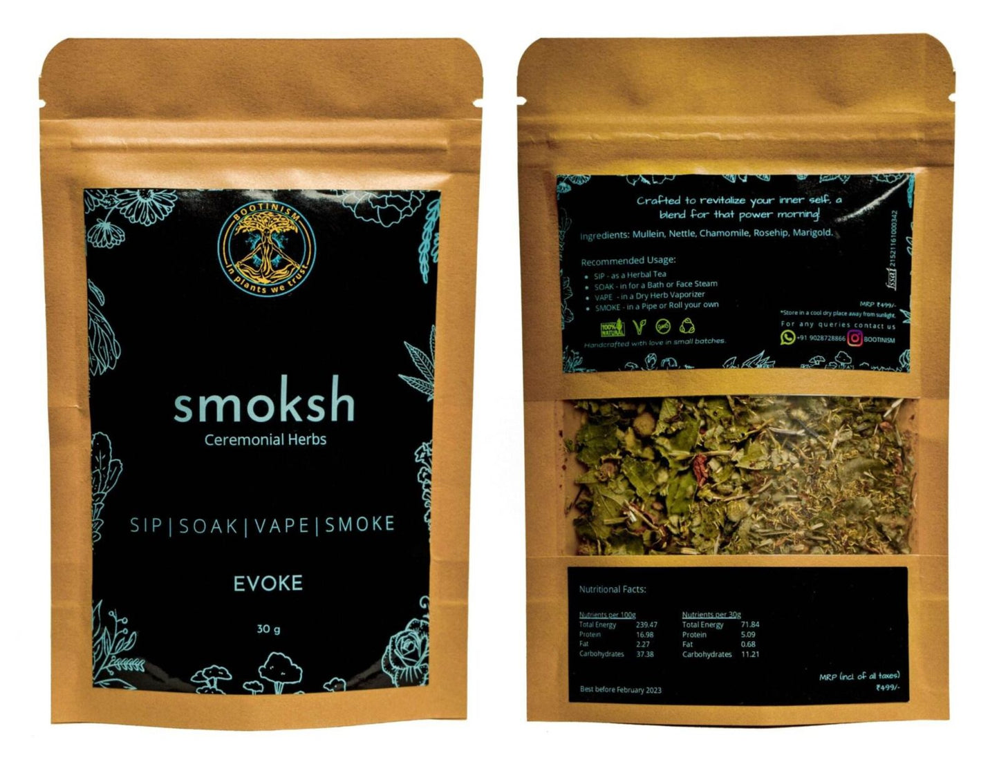 Smoksh Herbal Evoke 30g - Fine Rich Mixing Premium New Indian's