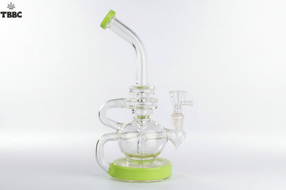 A 10 inches super glass bong with a recycler green touch,exporter for Quality bongs india, instant delivery Delhi ncr