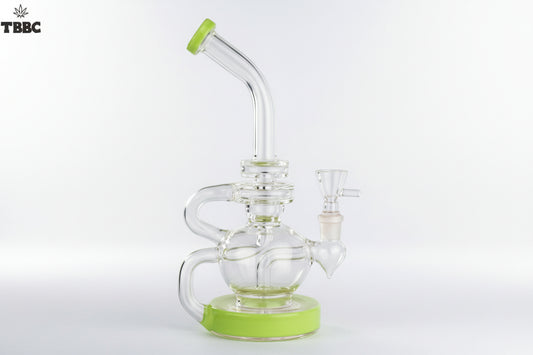 A 10 inches super glass bong with a recycler green touch,exporter for Quality bongs india, instant delivery Delhi ncr