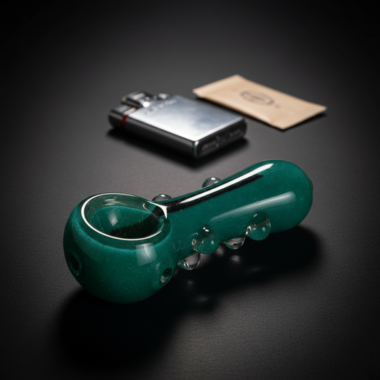 Emerald Stripe Crystal Pipe (4")