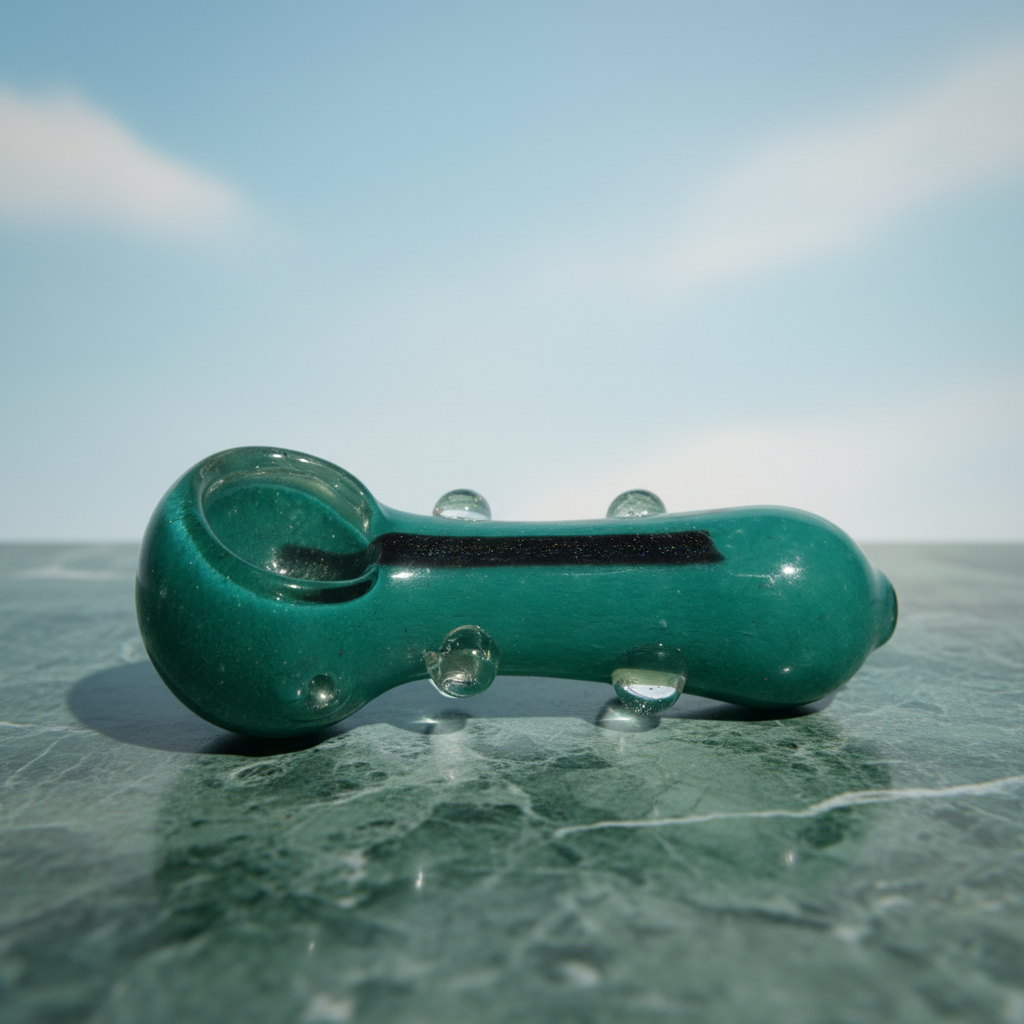 Emerald Stripe Crystal Pipe (4")