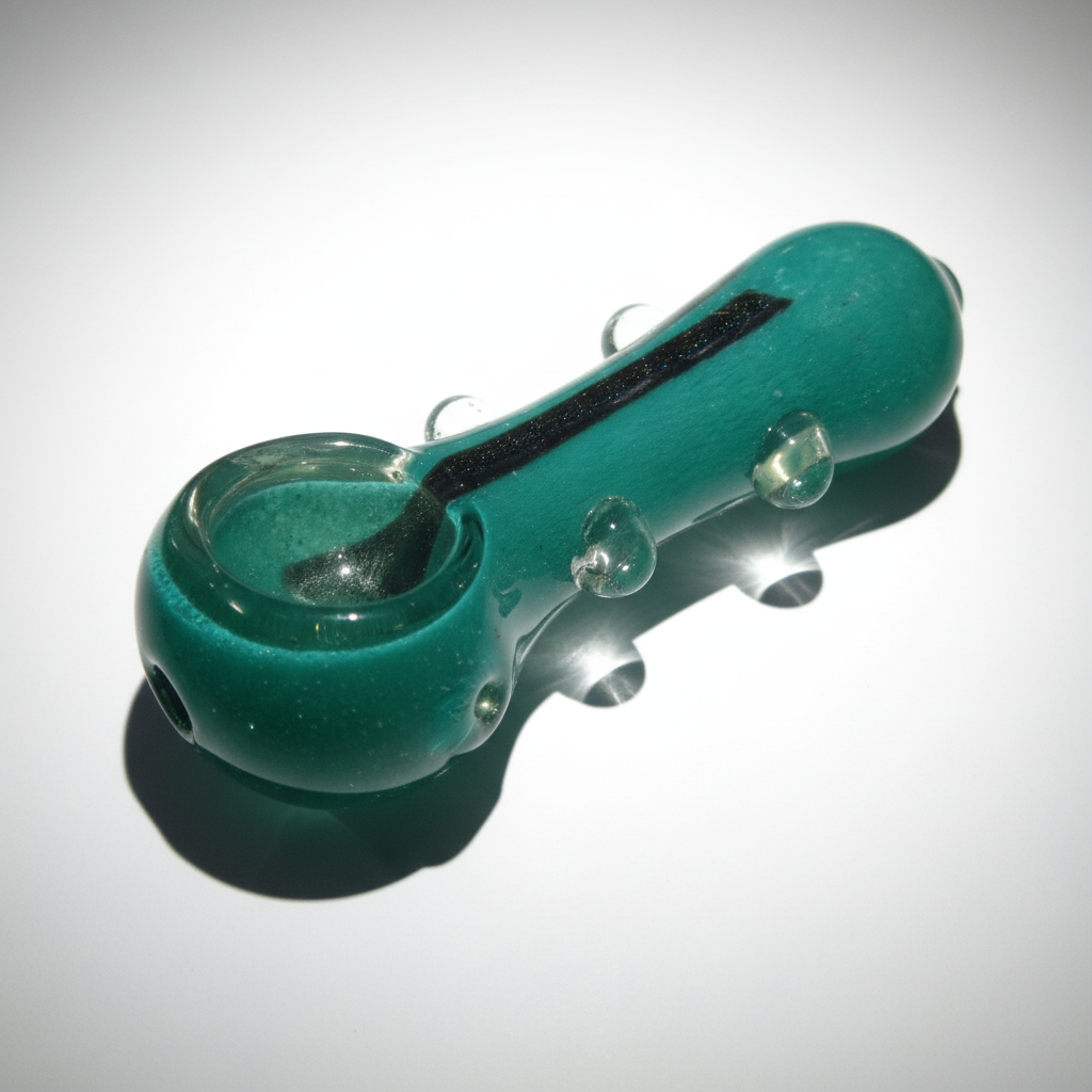 Emerald Stripe Crystal Pipe (4")