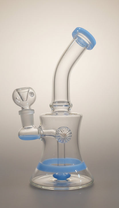 blue fish eye glass bong 8 inch front view TBBC