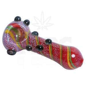 Red with Black Dots Glass Hand pipe - 5 inch