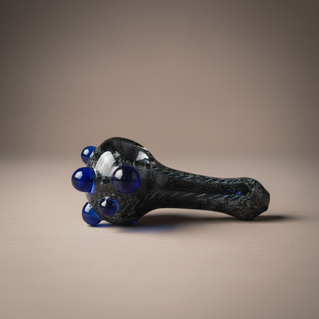 Obsidian Speck Crystal Pipe (4")