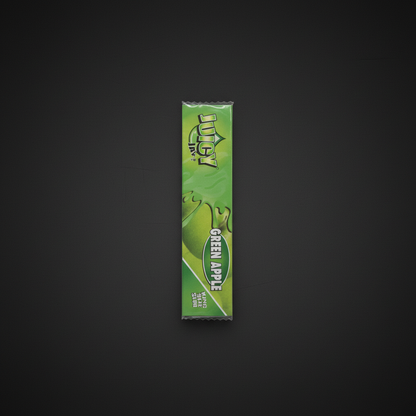 Juicy Jay's King Size Green Apple flavoured rolling papers pack on dark background
