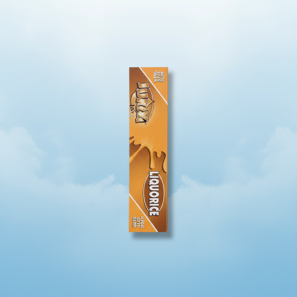 Juicy Jay’s Liquorice King Size flavoured rolling papers pack on dark background
