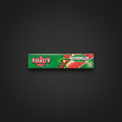 Juicy Jay's King Size Watermelon flavoured rolling papers pack on dark background