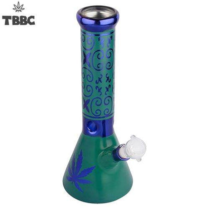 Green Base Blue Leaf 12 inch Heavy Ice Bong